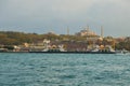 Istanbul, Turkey: View of the city from the water to the mosque of Hagia Sofia Royalty Free Stock Photo