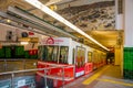 ISTANBUL, TURKEY: View of the Tunel, world's second oldest underground railway metro on the subway rail in Istanbul