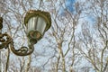 Vintage and retro style street lamp and painted with golden yellow