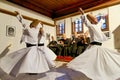 Istanbul Turkey. Whirling dervishes during a sufi whirling performance
