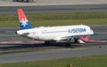 Airplane Landing to Istanbul Airport Royalty Free Stock Photo