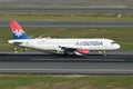 Airplane Landing to Istanbul Airport Royalty Free Stock Photo