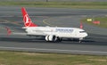 Airplane Landing to Istanbul Airport Royalty Free Stock Photo