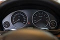 Istanbul, Turkiye - September 2020: BMW Car instrument panel. Dashboard with speedometer, tachometer, odometer Royalty Free Stock Photo