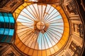 19.12.2019, Istanbul, Tyrkey. Architecture and buildings. Transparent dome of the building. Bottom view, inside view