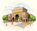 istanbul university turkey istanbul historical places ancient city tourist cartoon