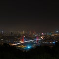 Istanbul view. Bosphorus or 15th July Martyrs' Bridge at night