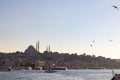 Istanbul view from Galata Bridge. Suleymaniye Mosque and Golden Horn Royalty Free Stock Photo