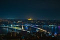 Istanbul view from Galata Tower at night. Golden Horn and Istanbul Royalty Free Stock Photo