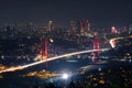 Istanbul view at night. Bosphorus Bridge from Camlica Hill Royalty Free Stock Photo