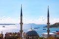 Istanbul view. Nusretiye Mosque and ferries on the Bosphorus Royalty Free Stock Photo