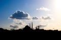 Istanbul view. Silhouette of Suleymaniye Mosque at sunset with partly cloudy sky Royalty Free Stock Photo