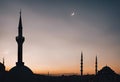 Istanbul view. Silhouette of Suleymaniye Mosque at sunset with partly cloudy sky. Ramadan or islamic concept photo Royalty Free Stock Photo