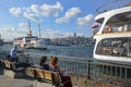 Istanbul Views Eminonu ferry pier, dock people.