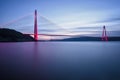 Istanbul Yavuz Sultan Selim Bridge with red light Royalty Free Stock Photo