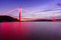 Istanbul Yavuz Sultan Selim Bridge with red light Royalty Free Stock Photo