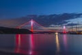 istanbul yavuz sultan selim bridge taken from the beach towards sunset people dogs Royalty Free Stock Photo