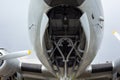 Istanbul, Yesilkoy - Turkey - 04.20.2023: Cargo Plane Landing Gear Close-up and Detail View. Royalty Free Stock Photo