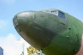 Istanbul, Yesilkoy - Turkey - 04.20.2023: Douglas C-54 Skymaster Military Cargo Plane Nose Close-up