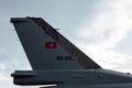 Istanbul, Yesilkoy - Turkey - 04.20.2023: F-16 Falcon Fighter Jet Plane, Supersonic jet Fighter and Bomber, Tail View, Tail Close- Royalty Free Stock Photo