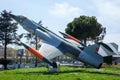 Istanbul, Yesilkoy - Turkey - 04.20.2023: Lockheed F-104 Starfighter Supersonic Fighter and Bomber Jet, Clear Blue Sky