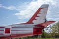 Istanbul, Yesilkoy - Turkey - 04.20.2023: North American F-86 Sabre Jet Plane, Transonic jet Fighter and Hunter. Tail Close-up Royalty Free Stock Photo