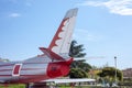 Istanbul, Yesilkoy - Turkey - 04.20.2023: North American F-86 Sabre Jet Plane, Transonic jet Fighter and Hunter. Tail Close-up Royalty Free Stock Photo