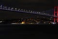 Istanbul Bosphorus Bridge night long exposure. July 15 Martyrs Bridge Royalty Free Stock Photo