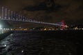 Istanbul Bosphorus Bridge night long exposure. July 15 Martyrs Bridge Royalty Free Stock Photo