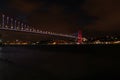 Istanbul Bosphorus Bridge night long exposure. July 15 Martyrs Bridge Royalty Free Stock Photo