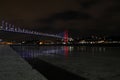 Istanbul Bosphorus Bridge night long exposure. July 15 Martyrs Bridge Royalty Free Stock Photo