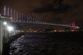 Istanbul Bosphorus Bridge night long exposure. July 15 Martyrs Bridge Royalty Free Stock Photo