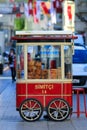 Istiklal avenue and the red cart selling pretzels - simit