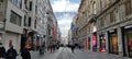 Istiklal Caddesi and Taksim. People walking on the street