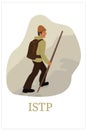 ISTP man walking up a mountain. Introverted personality type that is independent, goal oriented and skillful. 