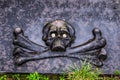 2010.04.17, Istra, Russia. skull and crossbones on the tombstone.