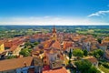 Istria. Town of Brtonigla on green istrian hill aerial view Royalty Free Stock Photo