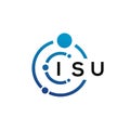ISU letter technology logo design on white background. ISU creative initials letter IT logo concept. ISU letter design