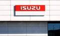 Isuzu logo on a facade of the dealer of the area. It is a japanese manufacturing company of commercial vehicles and diesel engine Royalty Free Stock Photo