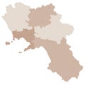 Campania map, division by provinces and municipalities. Closed and perfectly editable polygons. Italy Royalty Free Stock Photo