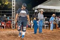Itaja, Goias, Brazil - 04 21 2023: bull riding rodeo life saver