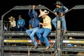 Itaja, Goias, Brazil - 04 21 2023: cowboy men at a bull riding event