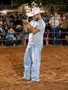 Itaja, Goias, Brazil - 04 23 2023: Photographer and filmmaker in a rodeo arena