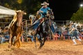 Itaja, Goias, Brazil - 04 22 2023: rodeo event in the horse riding modality