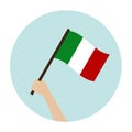 Itali flag keep in hand icon