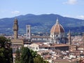 Italia. Firenze. The Duomo and Palazzo Vecchio seen from the garden of Bardini Royalty Free Stock Photo