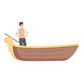 Italia gondolier icon cartoon vector. Venice gondola Royalty Free Stock Photo