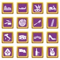 Italia icons set purple