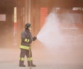 Italia, Italy - May 10, 2018: fireman with uniform and helmet us