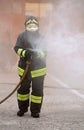 Italia, IT, Italy - May 10, 2018: italian fireman uses the hydra